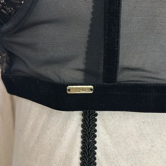 💋 Adore Me bustier bra 36DD 36E black wired bodice retro pin up mad men vibe
