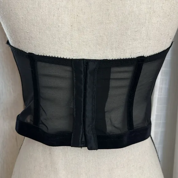 💋 Adore Me bustier bra 36DD 36E black wired bodice retro pin up mad men vibe