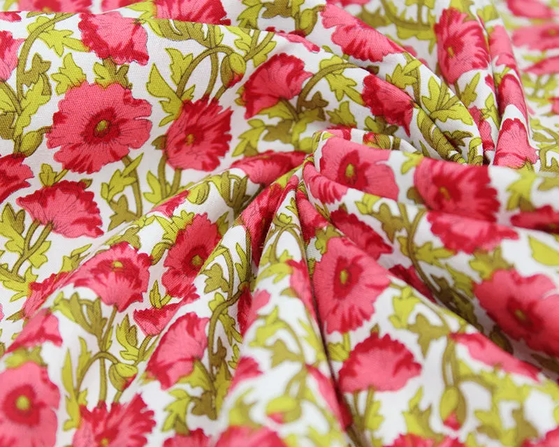 100% Cotton Poplin - Morris Poppies - Red