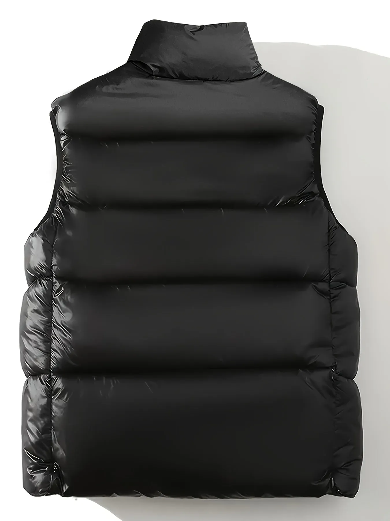 1pc Men'S Plus Size Casual Sleeveless Puffer Vest with Hood and Pockets - 100% Polyester, Solid Color, Filled, All-Season Zip-Up Gilet