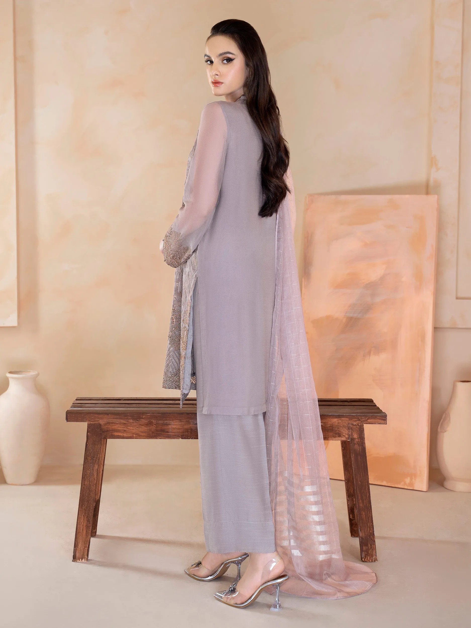 2 Piece Chiffon Suit-Embroidered (Unstitched) | Lime Light Women Eid Collection 2023