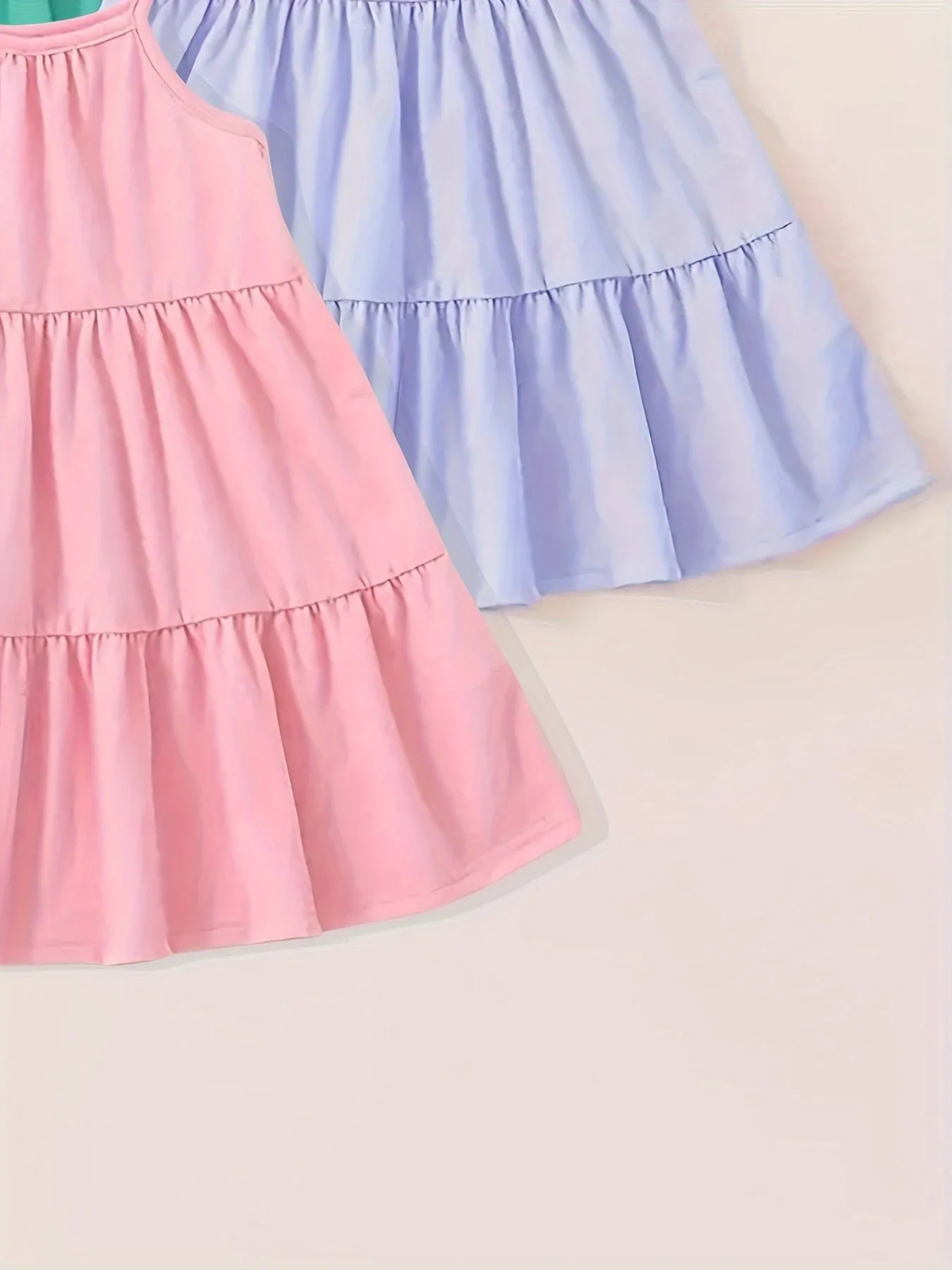 4-Piece Set Little Girls Slip Dresses - Vibrant Solid Colors, Adjustable Suspender Straps, Comfortable Sleeveless Design - Perfect for Casual Outdoor Activities or Daily Wear, Simple yet Chic Basic Style
