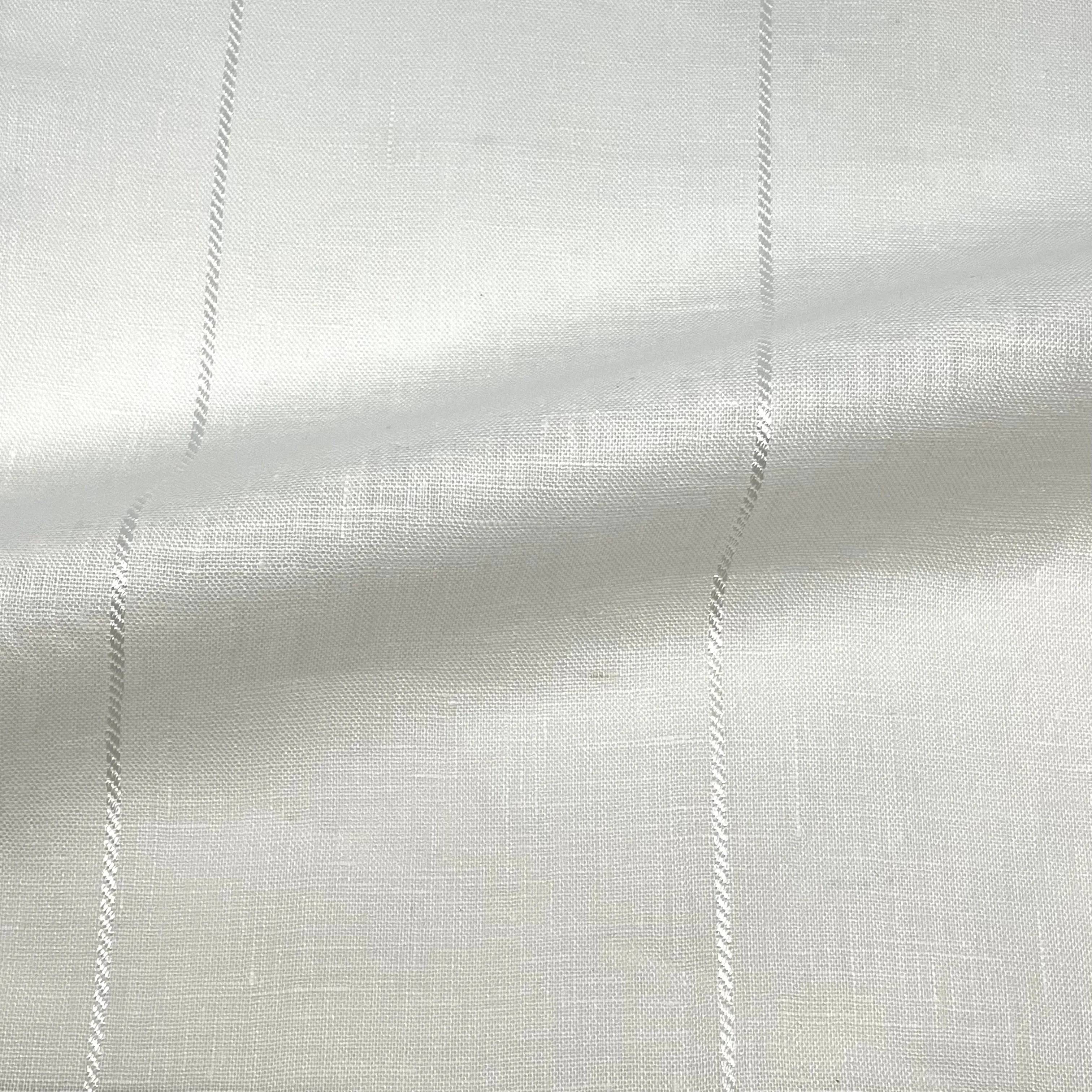 5" Striped Natural Linen Fabric By The Yard/CL1076