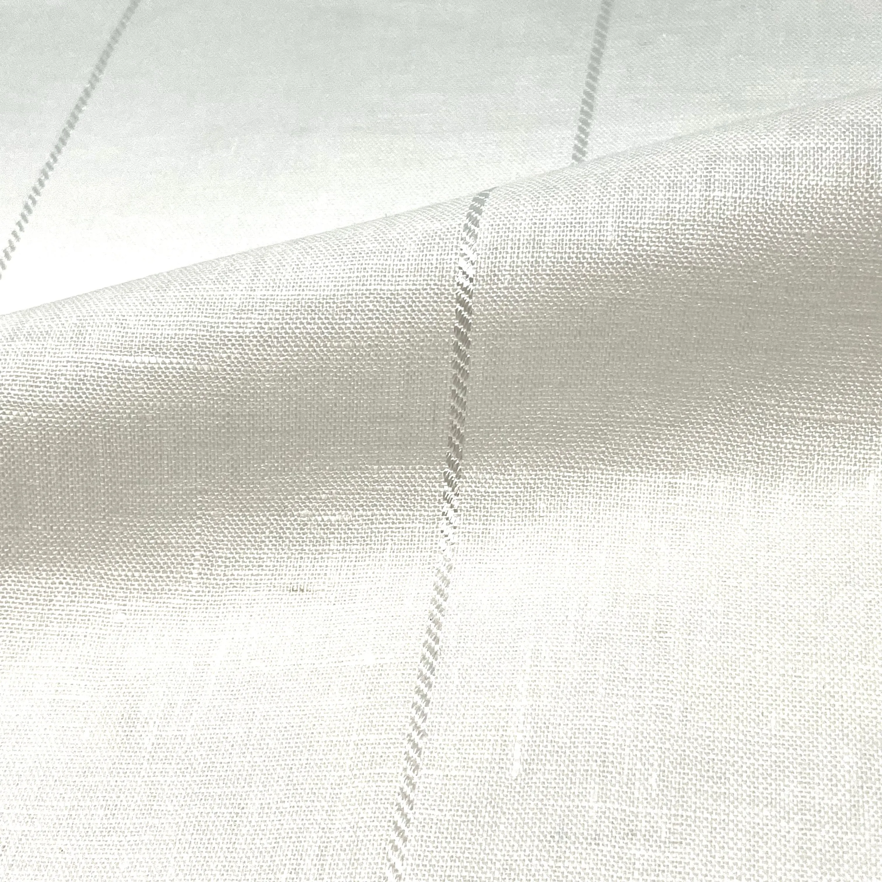 5" Striped Natural Linen Fabric By The Yard/CL1076