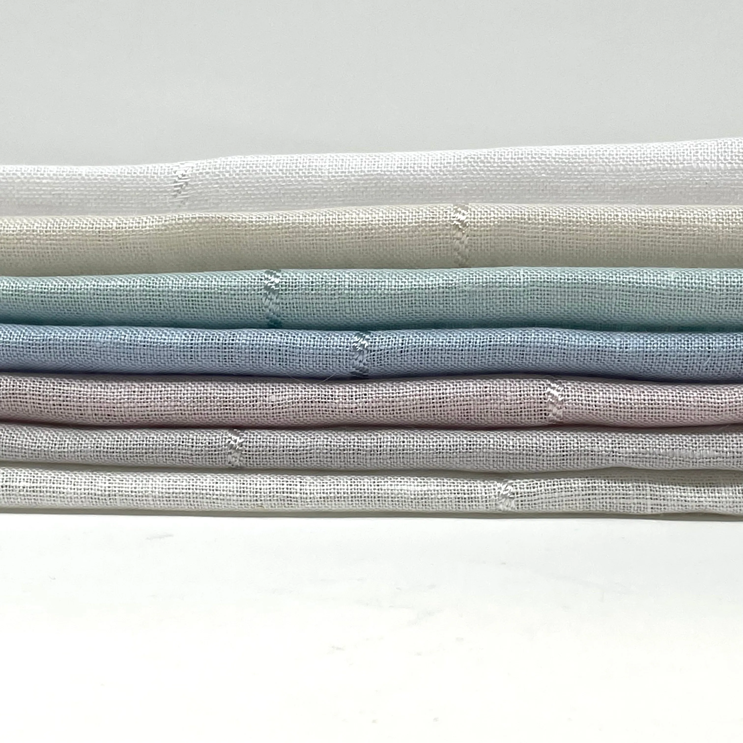 5" Striped Natural Linen Fabric By The Yard/CL1076
