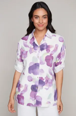 7803 - Printed Linen Blouse