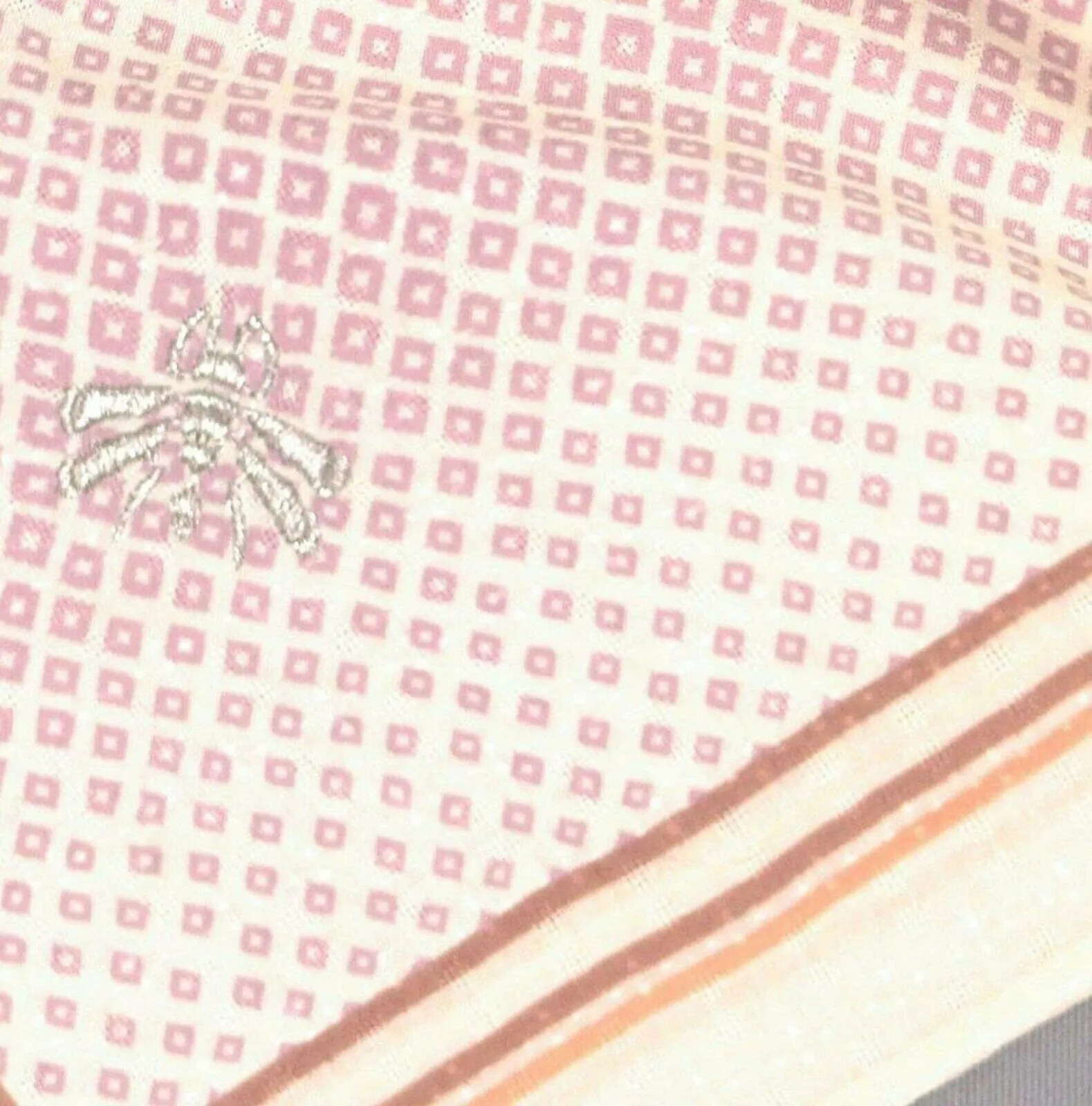 A New Day Honeycomb Geo Print Square Bandana Scarf with Bee Embroidery