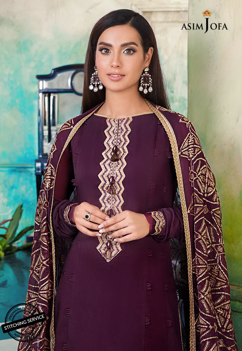 AJIM-19 | Asim Jofa The Iqra & Minal Edit Winter Collection 2022 | Unstitched Embroidered Cotton Suits