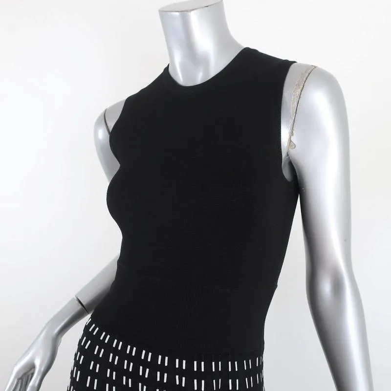 A.L.C. Dress Black/White Stretch Knit Size Extra Small Sleeveless Fit & Flare