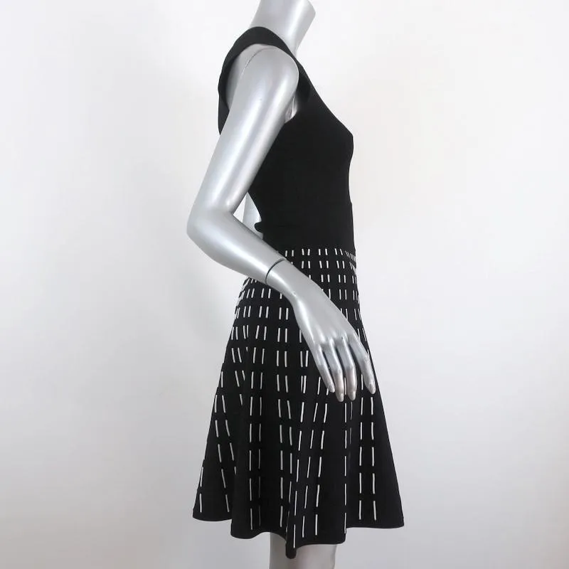 A.L.C. Dress Black/White Stretch Knit Size Extra Small Sleeveless Fit & Flare