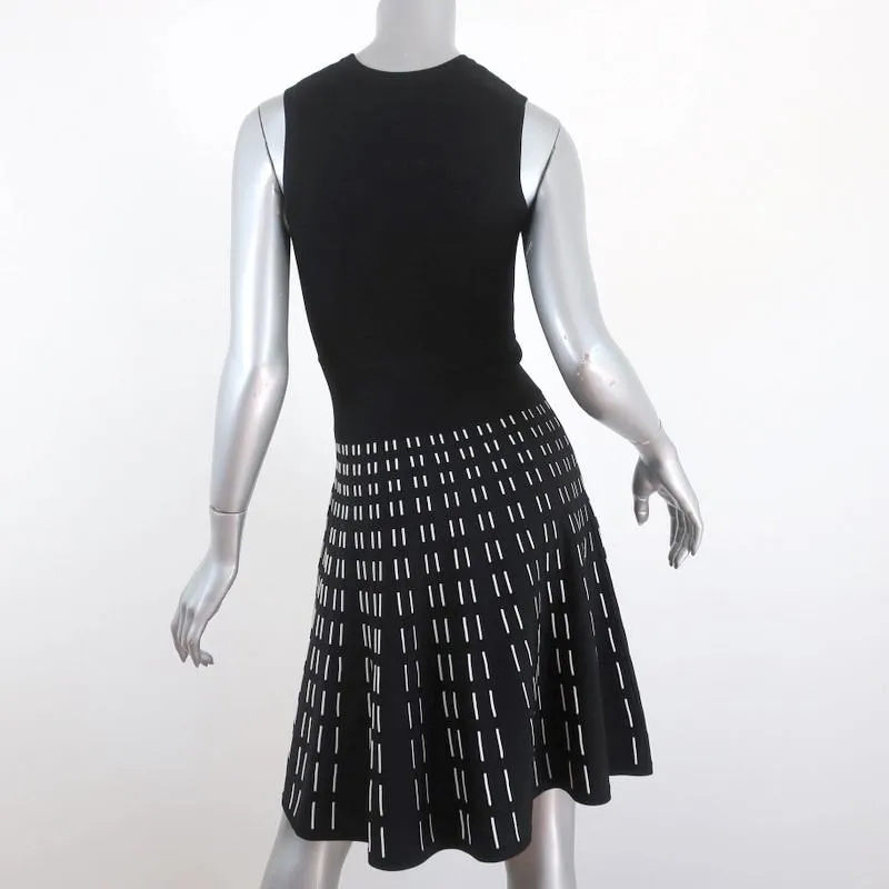 A.L.C. Dress Black/White Stretch Knit Size Extra Small Sleeveless Fit & Flare