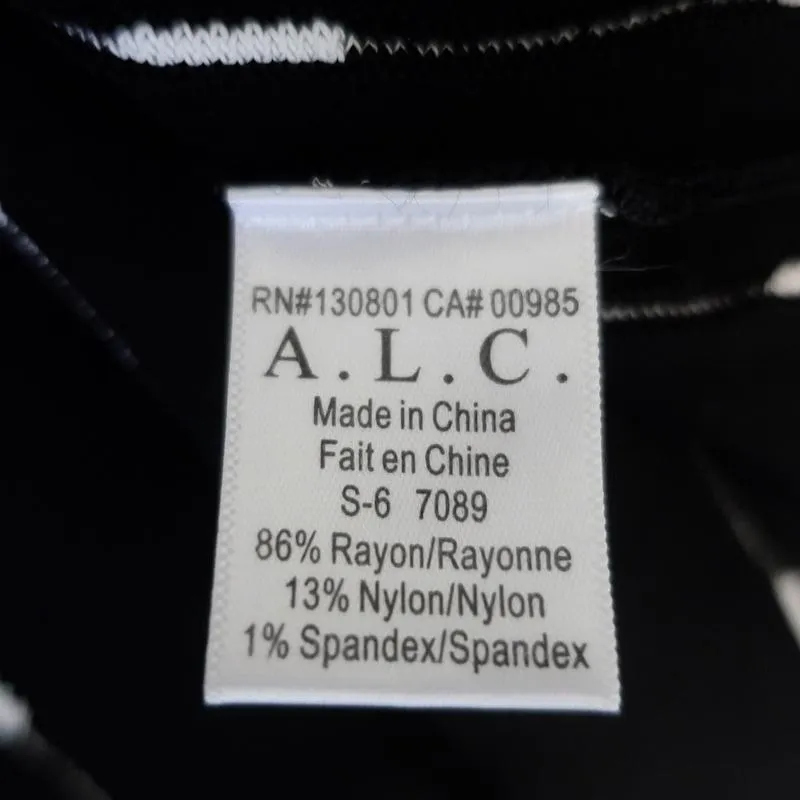 A.L.C. Dress Black/White Stretch Knit Size Extra Small Sleeveless Fit & Flare