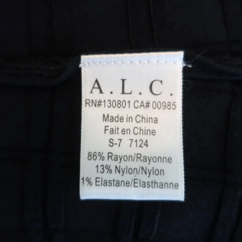 A.L.C. Mini Dress Schultz Navy Checked Knit Size Medium Long Sleeve Fit & Flare
