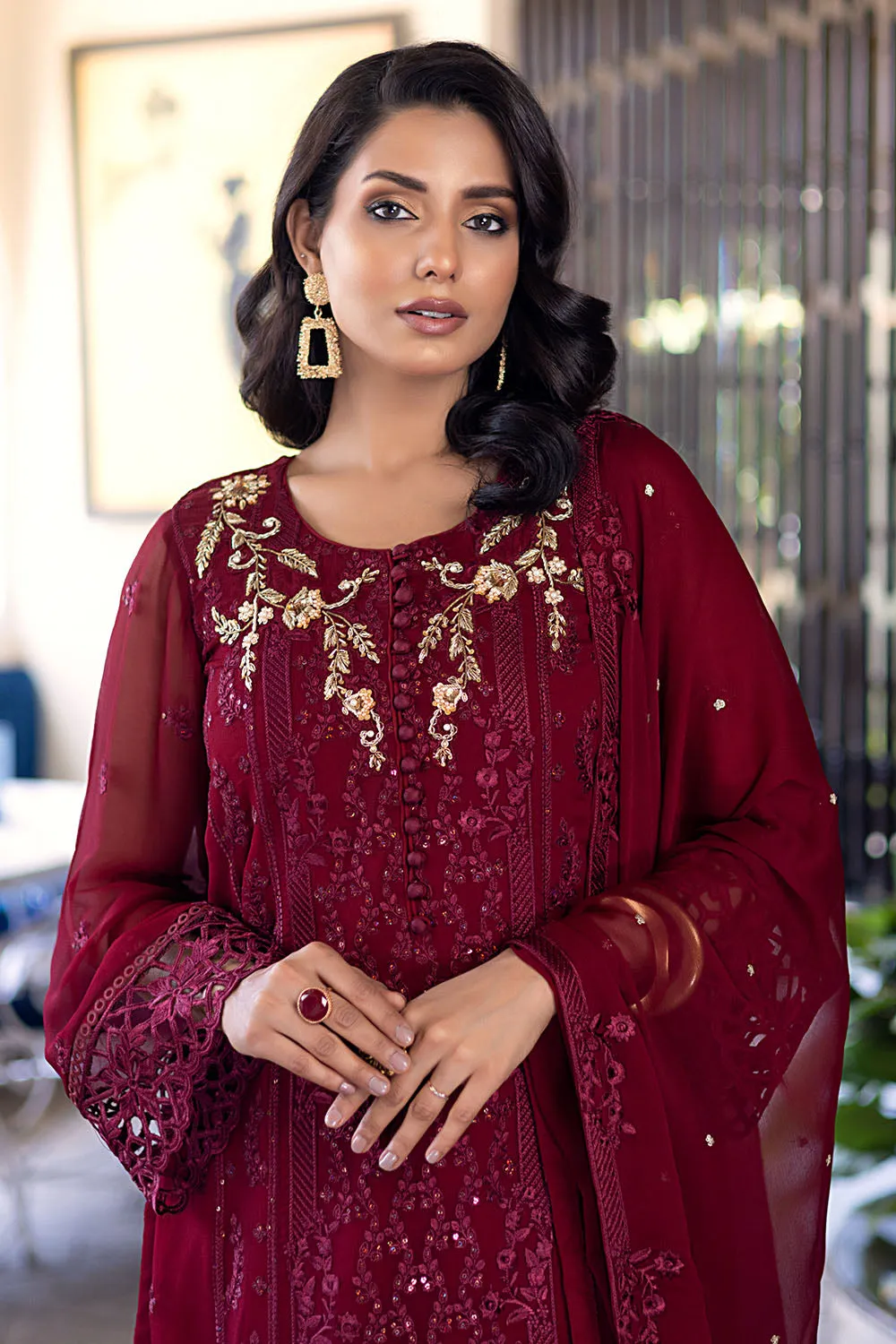 Antique Rouge  |  Azure Ensembles Chiffon 3PCS 2023
