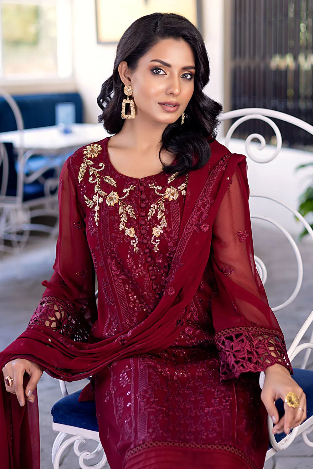Antique Rouge  |  Azure Ensembles Chiffon 3PCS 2023