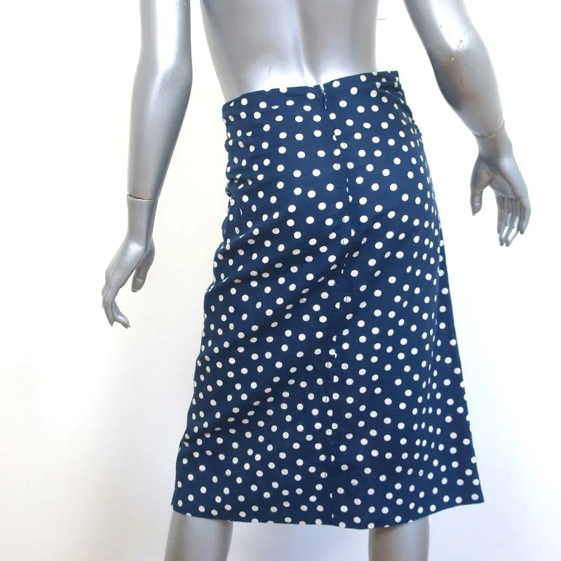 A.P.C. Ruched Skirt Blue Polka Dot Cotton-Linen Size 34
