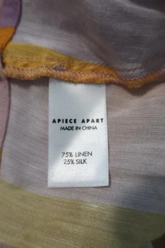Apiece Apart Mini Dress La Flutte Lilac/Yellow Striped Linen-Silk Size 2 NEW
