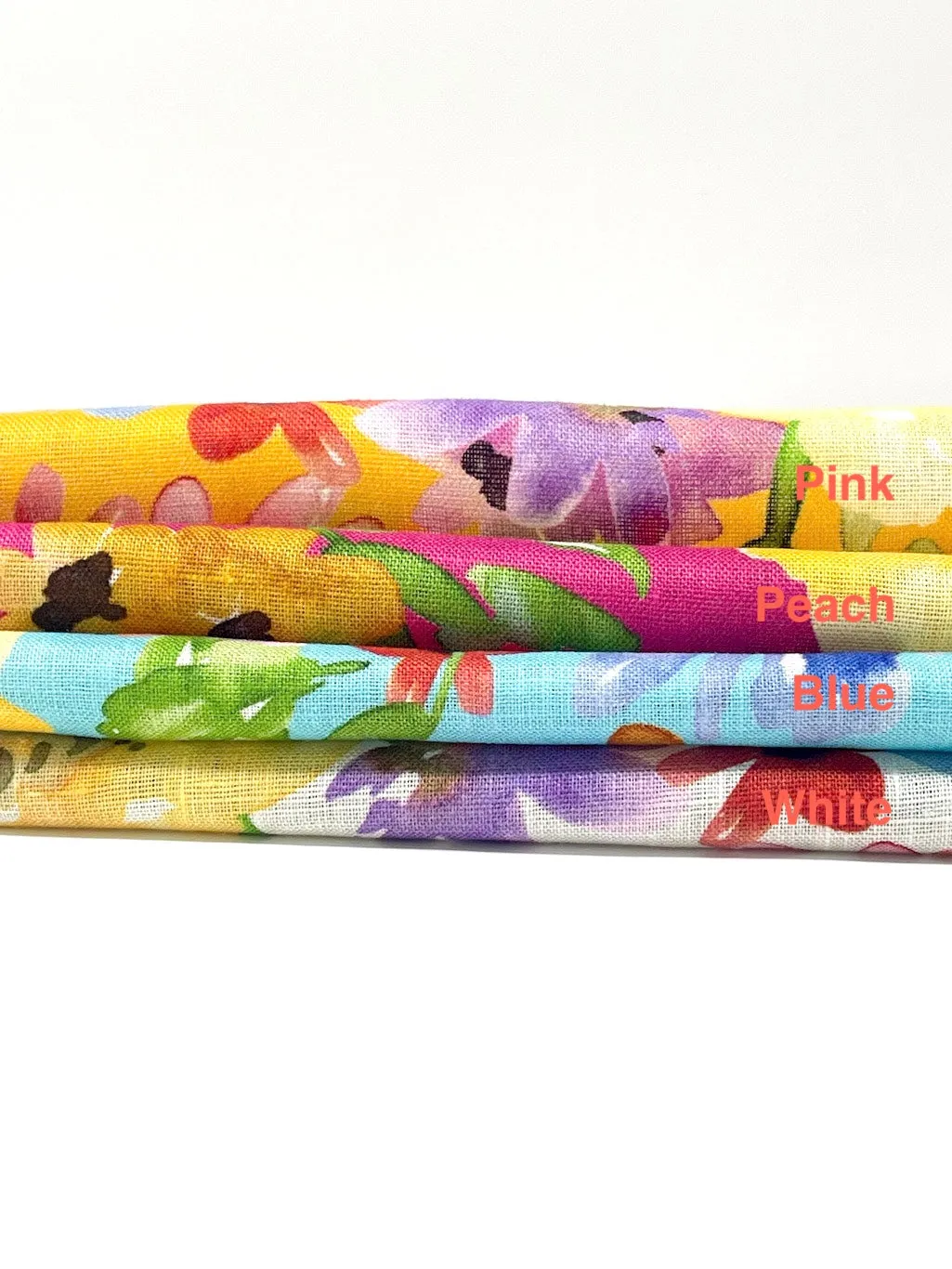 Aqua floral Handkerchief Light Weight 100% Linen Fabric By The Yard/CL1110