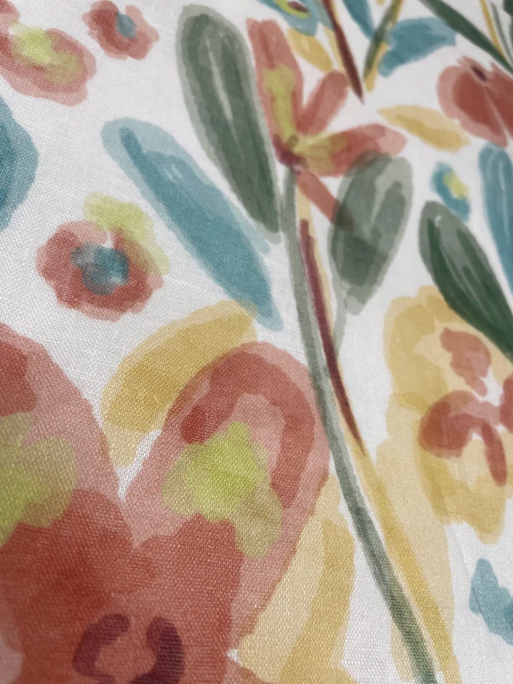 Aqua floral Handkerchief Light Weight 100% Linen Fabric By The Yard/CL1110
