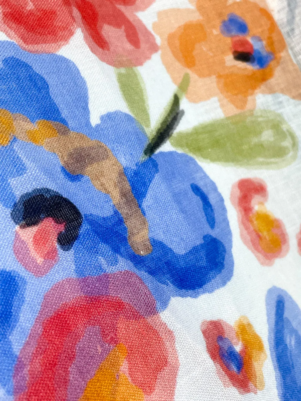 Aqua floral Handkerchief Light Weight 100% Linen Fabric By The Yard/CL1110