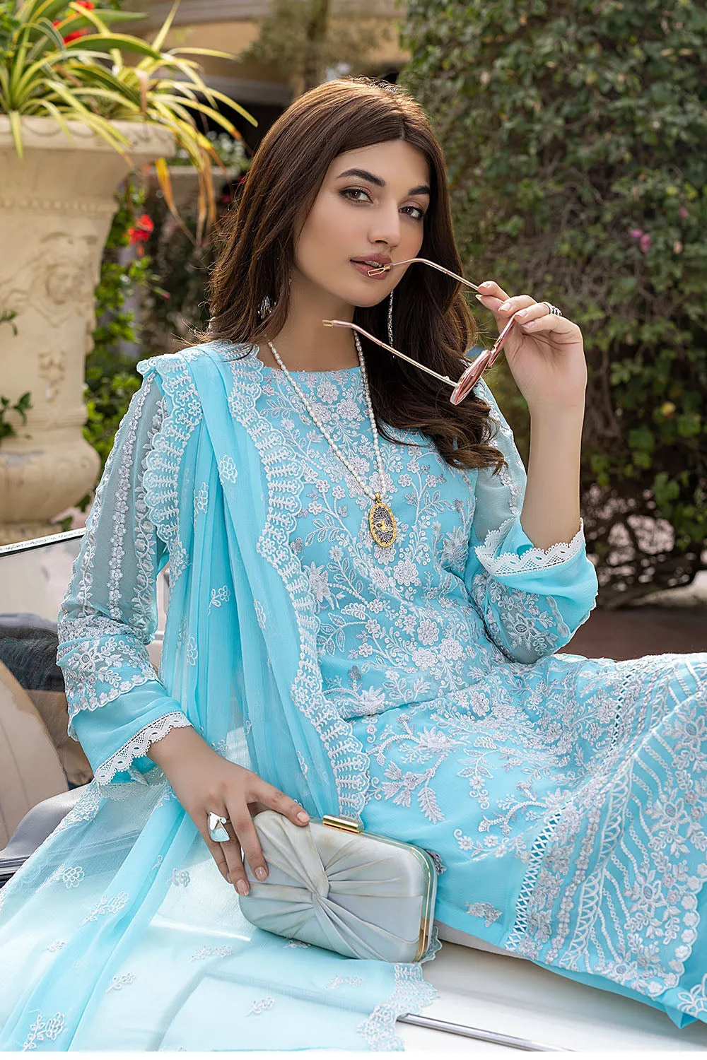 Aqua Stone | Azure Luxe Embroidered 3pcs Collections 2023