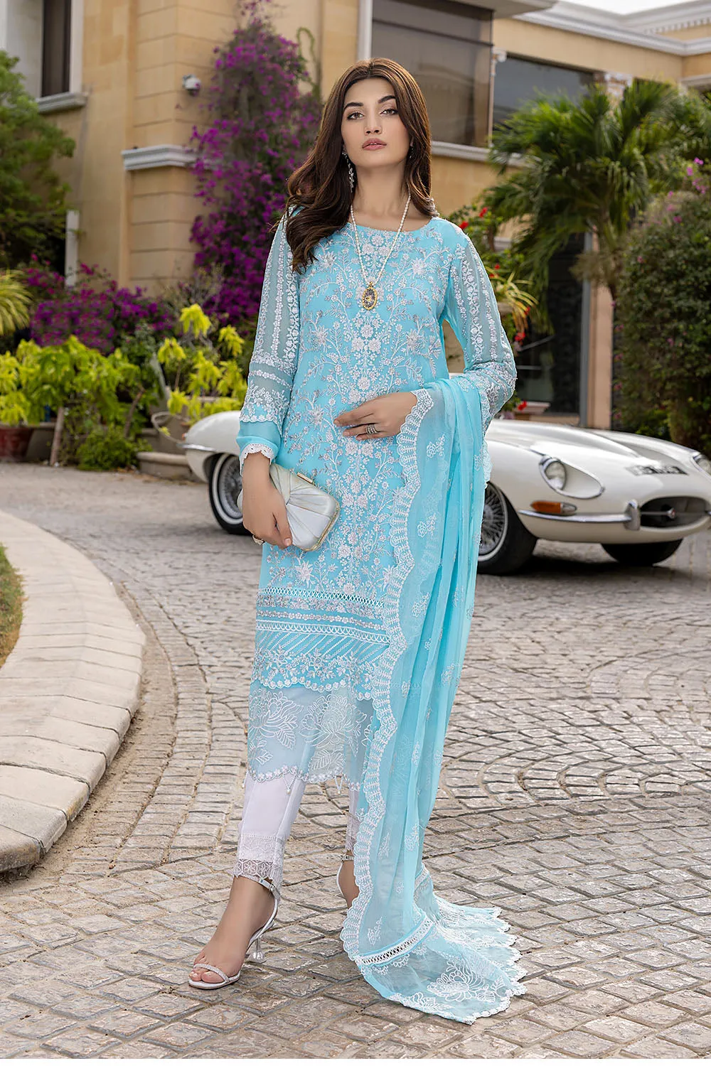 Aqua Stone | Azure Luxe Embroidered 3pcs Collections 2023
