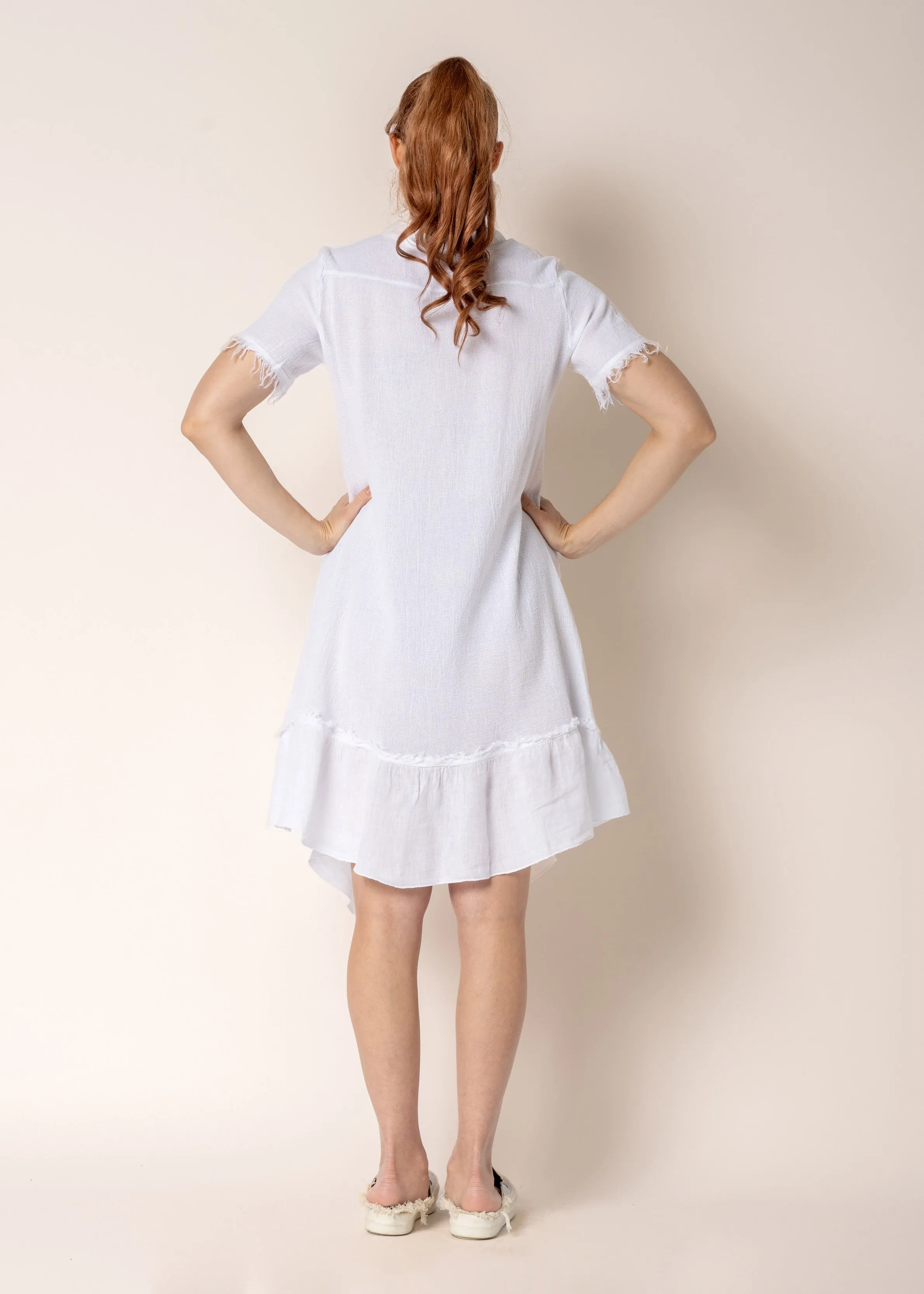 Ariana Linen Dress in White