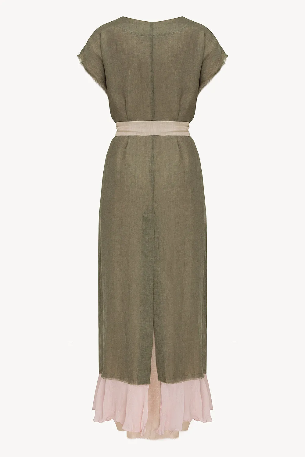Aurora robe in Olive & Powder
