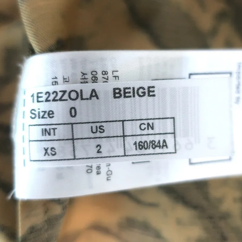 Ba&sh Puff Sleeve Mini Dress Zola Beige Tiger Print Linen-Blend Size Extra Small