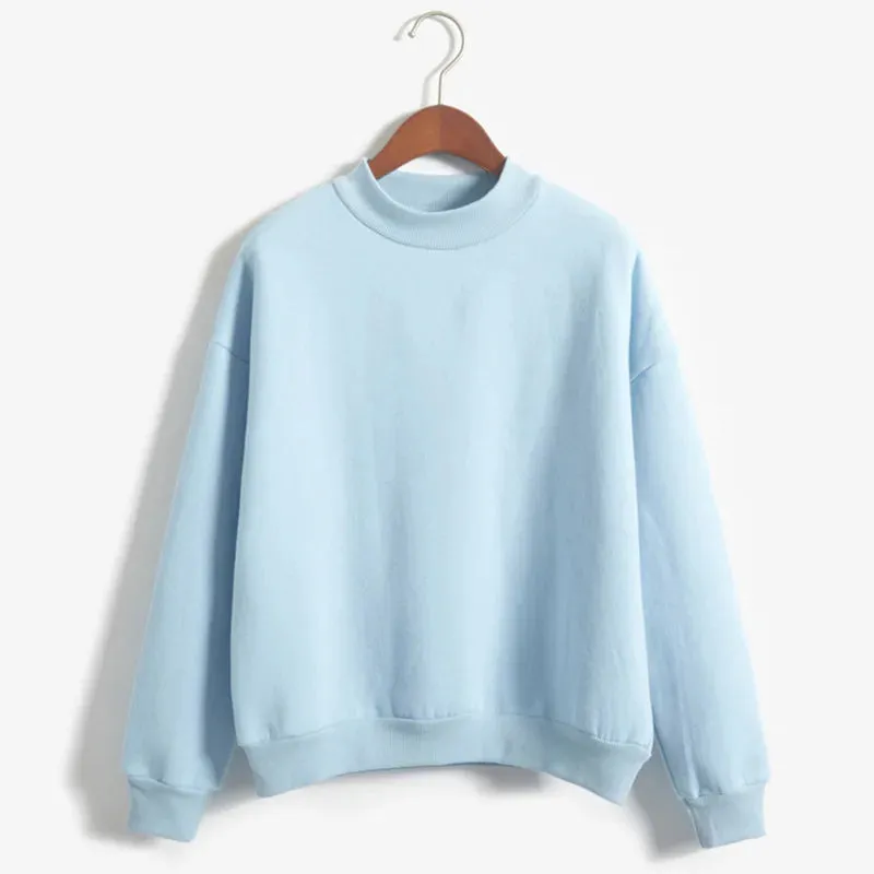 Basic Sweatshirts Winter Autumn Woman's Hoodies S-XXL Fleece Thick Knit Sweatshirt Female Round Neck Sweatshirts Pullover Tops