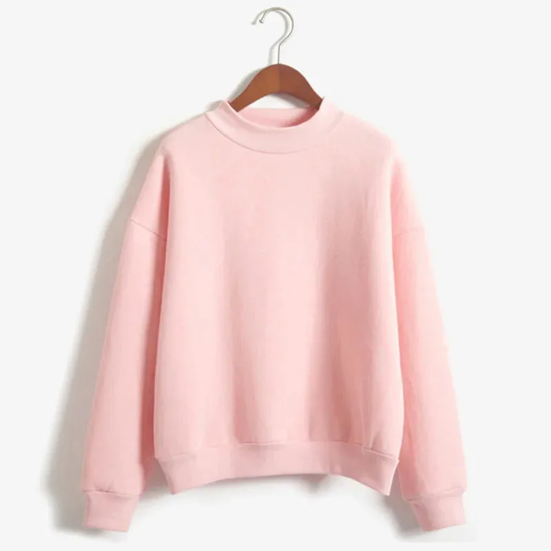 Basic Sweatshirts Winter Autumn Woman's Hoodies S-XXL Fleece Thick Knit Sweatshirt Female Round Neck Sweatshirts Pullover Tops