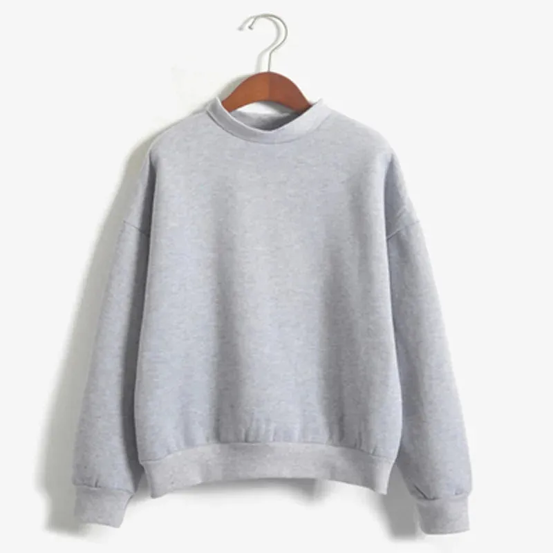 Basic Sweatshirts Winter Autumn Woman's Hoodies S-XXL Fleece Thick Knit Sweatshirt Female Round Neck Sweatshirts Pullover Tops