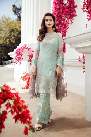 Beautiful chiffon dress by imrozia in light mint green color Model # C 1226