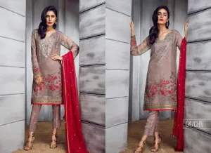 Beautiful Chiffon dress by Iznik in gray and aqua green color Model # C 1201
