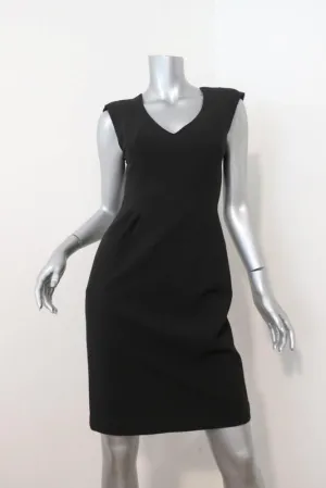 Black Halo Jagger Dress Black Stretch Poly-Blend Size 4 Mesh-Back Sleeveless LBD