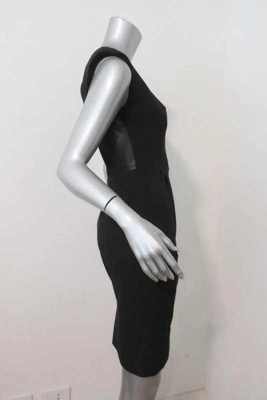Black Halo Jagger Dress Black Stretch Poly-Blend Size 4 Mesh-Back Sleeveless LBD