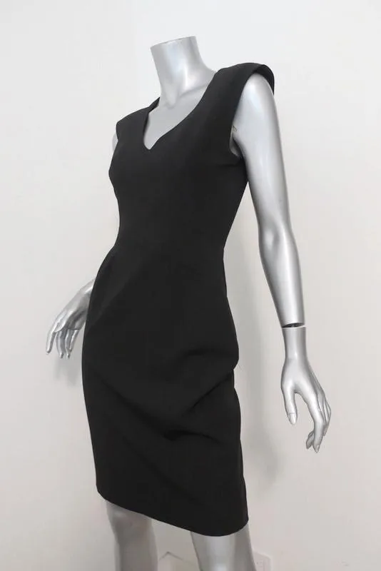 Black Halo Jagger Dress Black Stretch Poly-Blend Size 4 Mesh-Back Sleeveless LBD