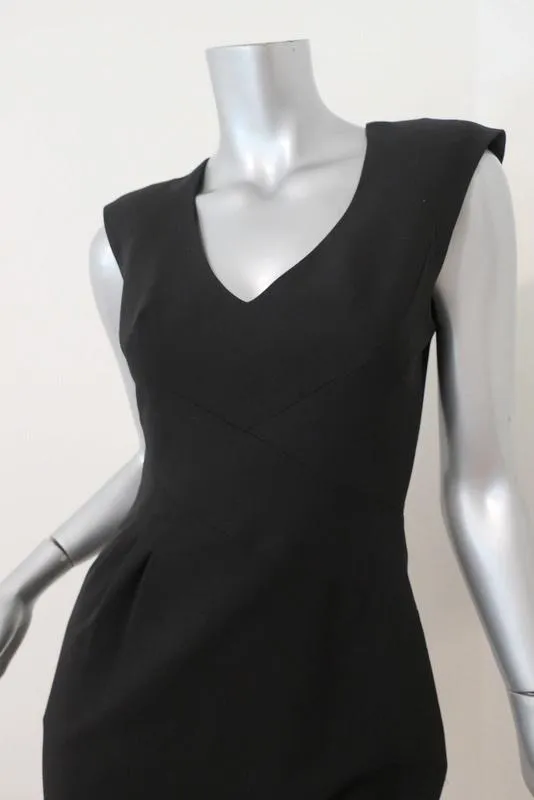 Black Halo Jagger Dress Black Stretch Poly-Blend Size 4 Mesh-Back Sleeveless LBD