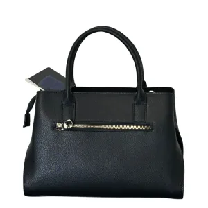 Black Leather Tote Bag with Stitch Detail
