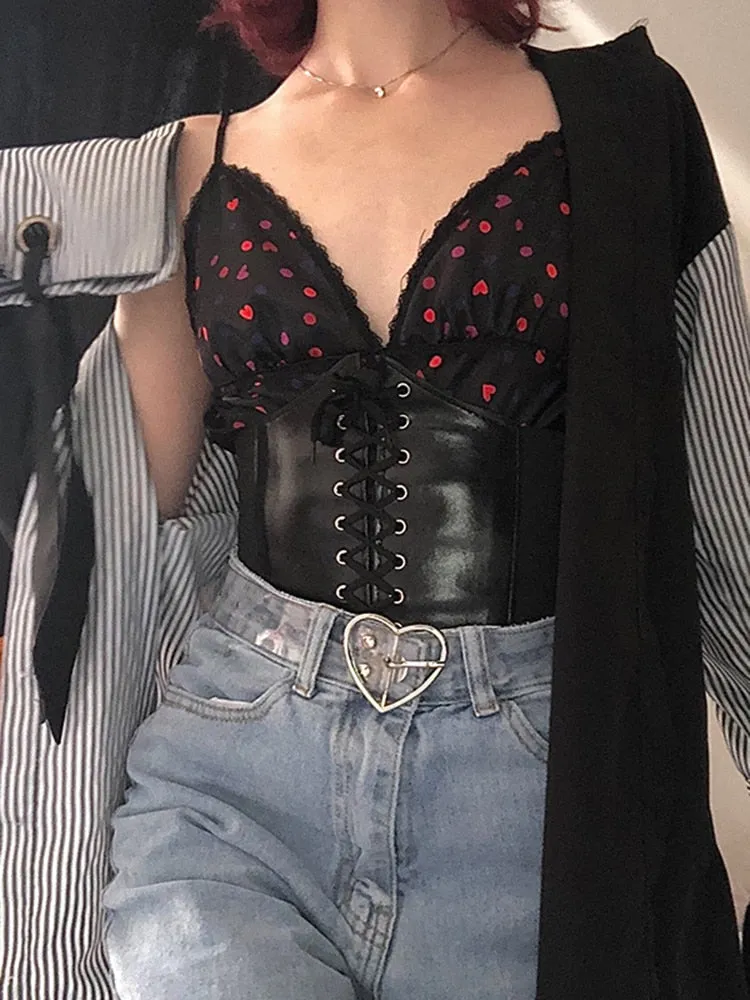Black Sexy Women's Corset Top Female Gothic Clothing Underbust Waist Sexy Bridal Bustier Body Slimming Wide Belts Dress Girdle