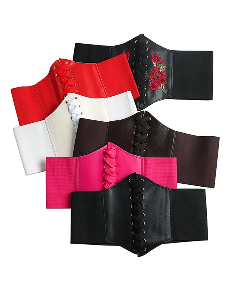 Black Sexy Women's Corset Top Female Gothic Clothing Underbust Waist Sexy Bridal Bustier Body Slimming Wide Belts Dress Girdle