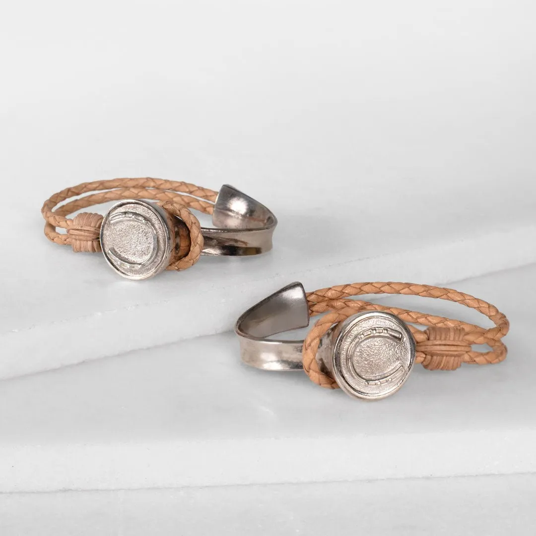 Bosal - Sterling Silver on Brass w/Natural Leather Horseshoe Bracelet