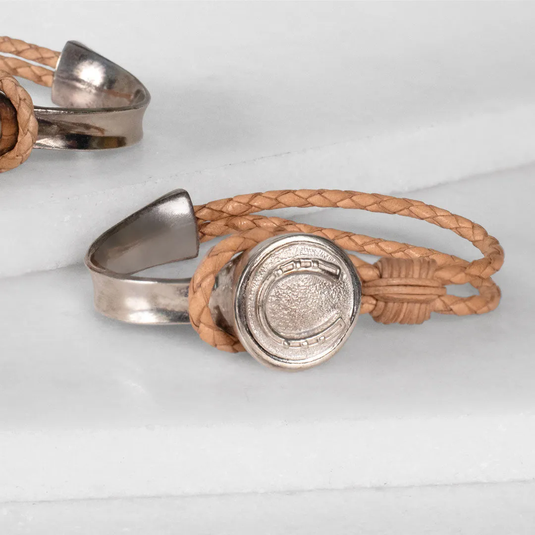 Bosal - Sterling Silver on Brass w/Natural Leather Horseshoe Bracelet