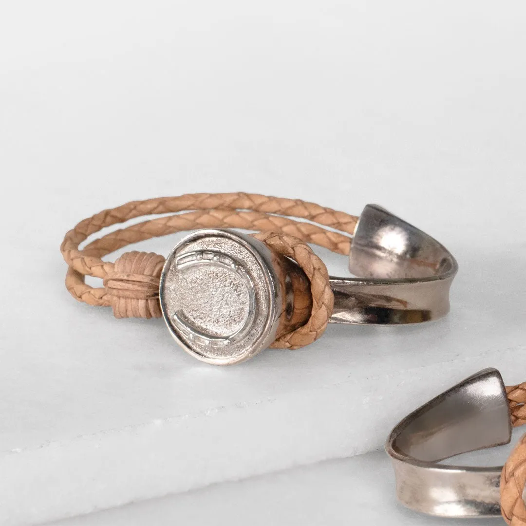 Bosal - Sterling Silver on Brass w/Natural Leather Horseshoe Bracelet