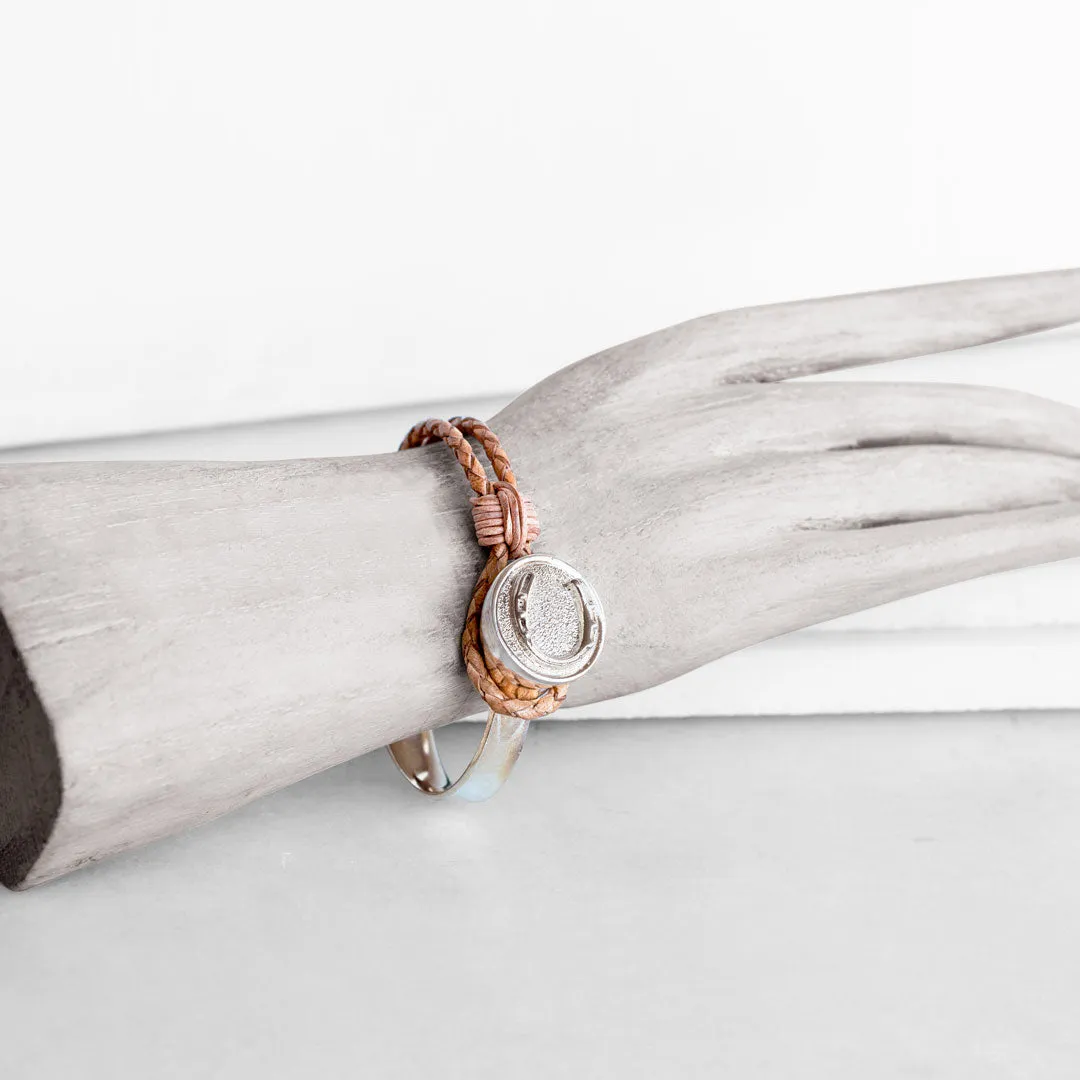 Bosal - Sterling Silver on Brass w/Natural Leather Horseshoe Bracelet