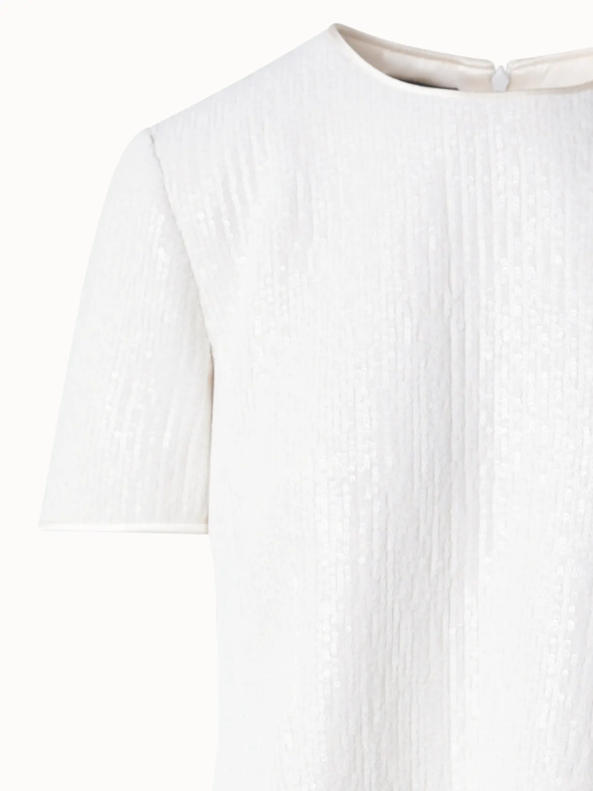 Boxy Short Sleeve Sequins Silk Top