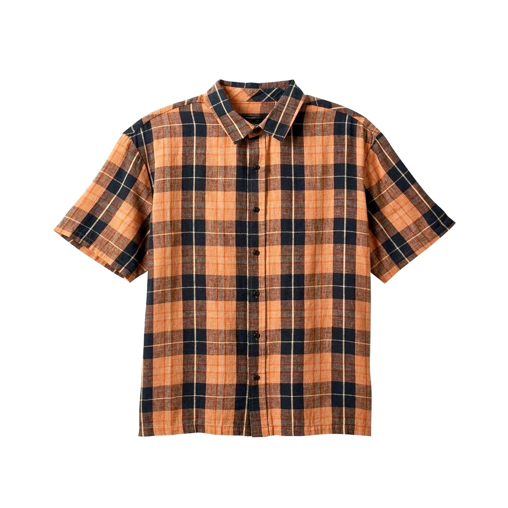 Brixton Cru Linen Blend Woven Shirt Black/Rust Orange
