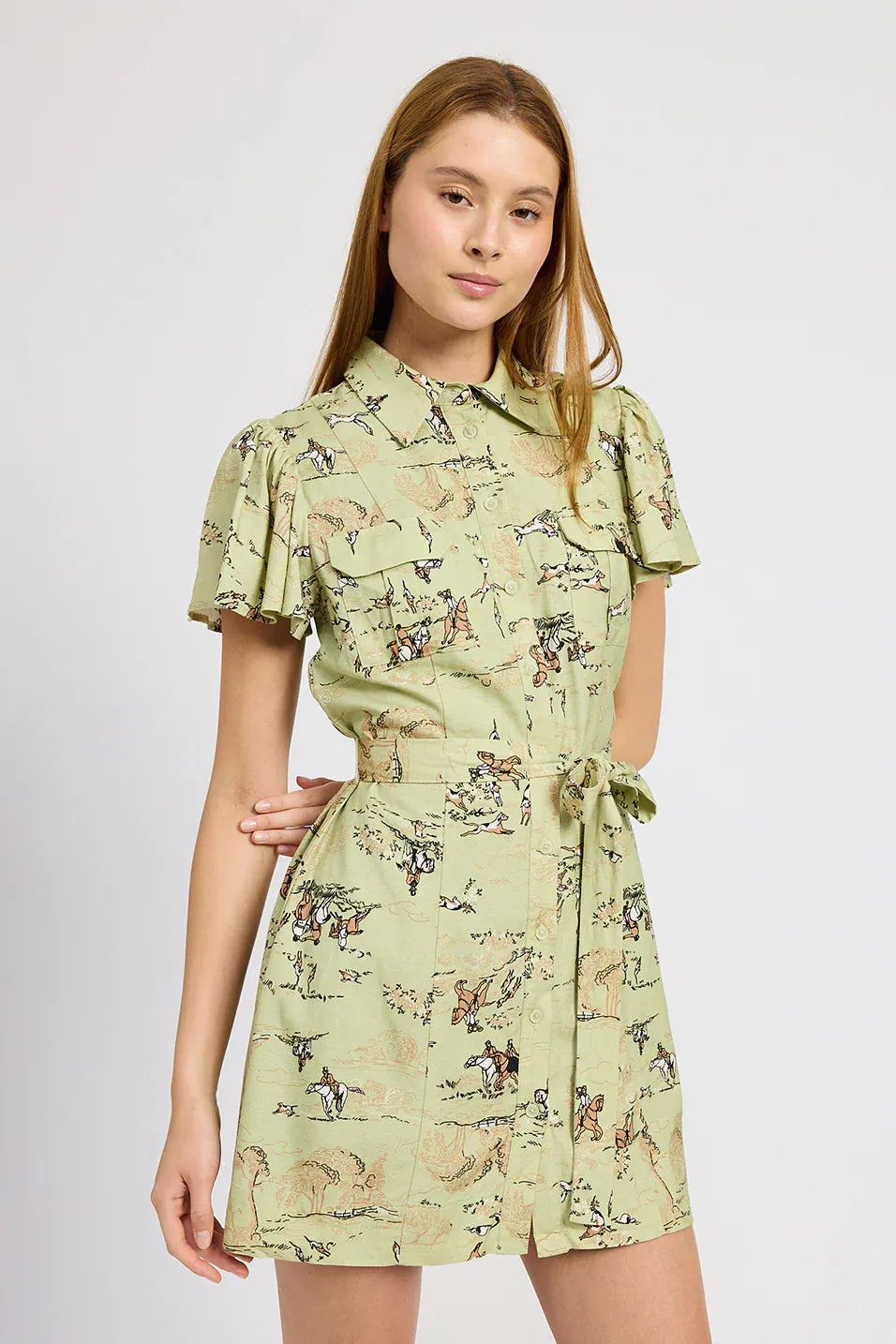 Brooks Mini Dress (Sage Tawny Brown)