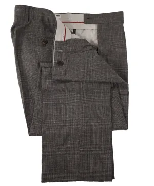BRUNELLO CUCINELLI - Gray Plaid Wool/Linen/Silk Summer Blend Dress Pants - 37W