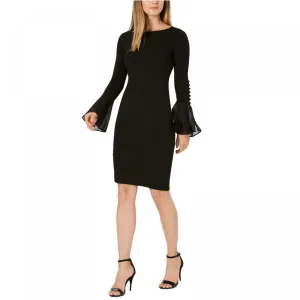 Calvin Klein Women's Chiffon Bell Sleeve Sheath Dress